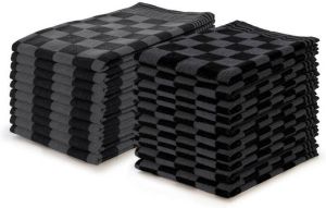 Elegance Theedoeken & Keukendoeken Set Blok zwart set van 20