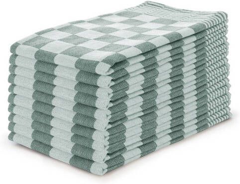 Eleganzzz Theedoekenset Blok 65x65cm donker groen set van 10