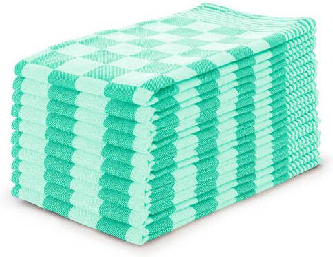 Eleganzzz Theedoekenset Blok 65x65cm licht groen set van 10