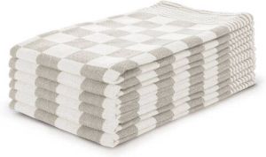 Elegance Theedoekenset Blok 65x65cm zand set van 6