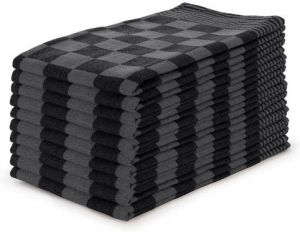 Elegance Theedoekenset Blok 65x65cm zwart set van 10