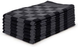 Elegance Theedoekenset Blok 65x65cm zwart set van 6