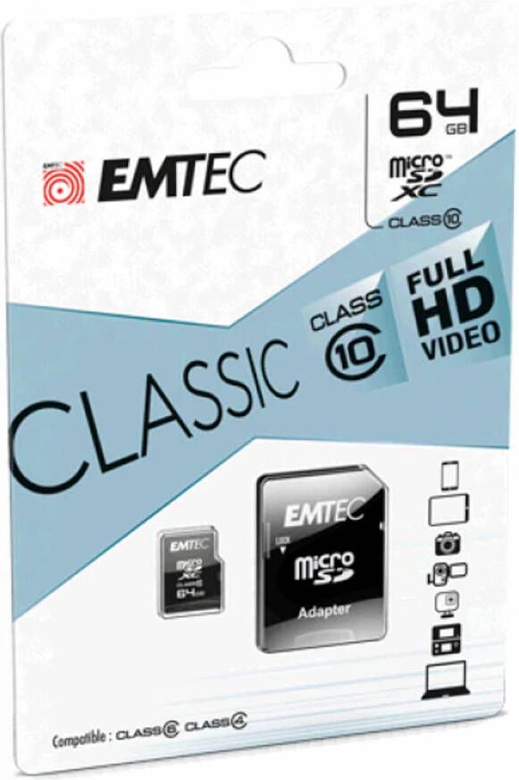 Emtec MicroSDXC 64GB +Adapter CL10 CLASSIC