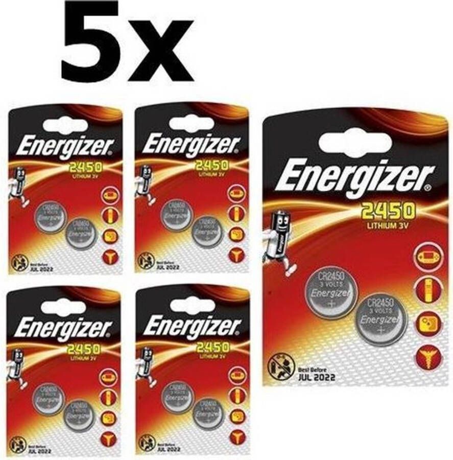 Energizer 10 Stuks (5 Blister a 2st) CR2450 3v lithium knoopcelbatterij