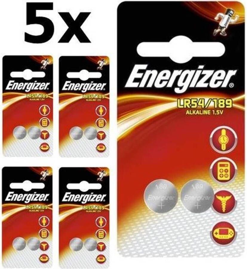 Energizer 10 Stuks (5 Blister a 2st) G10 LR54 189 AG10 1.5V Alkaline knoopcel batterij