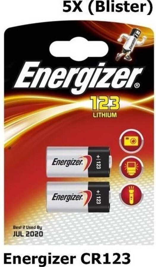 Energizer 10 Stuks (5 Blisters a 2stk) CR123 Lithium batterij