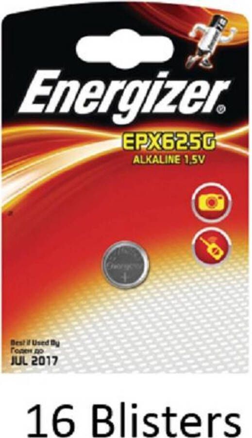 Energizer 16 stuks (16 blisters a 1 stuk) Alkaline knoopcel 625A 1.5V EPX625G
