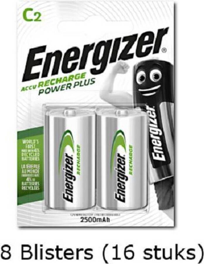Energizer 16 stuks (8 blisters a 2 stuks) C Power Plus Batterij HR14 oplaadbaar 1.2V 2500mAh rechargeable