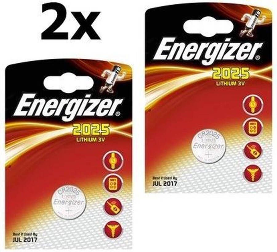 Energizer 2 Stuks (2 Blister a 1st) CR2025 3v lithium knoopcel batterij