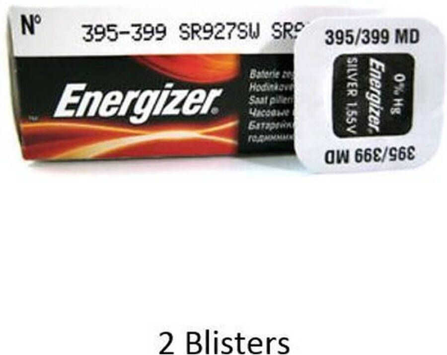 Energizer 2 stuks (2 blisters a 1 stuk) 395 399 SR927SW 52mAh 1.55V knoopcel batterij
