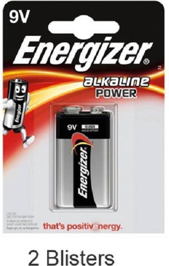 Energizer 2 stuks (2 blisters a 1 stuk) Alkaline Power 9V Blok batterij