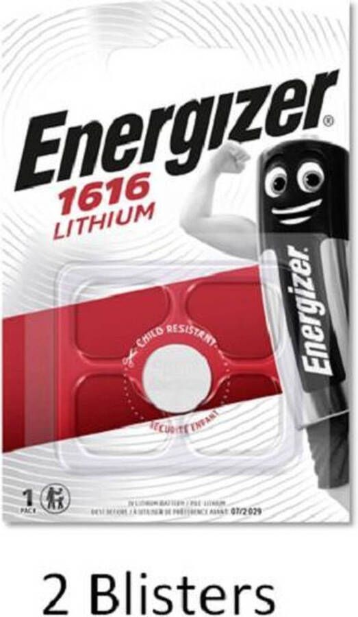 Energizer 2 stuks (2 blisters a 1 stuk) CR1616 Lithium knoopcel 3V
