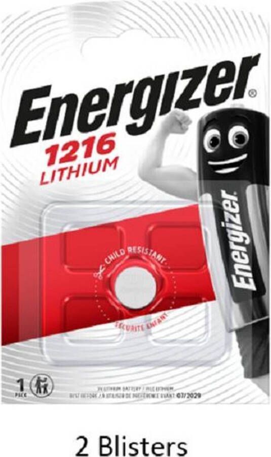 Energizer 2 stuks (2 blisters a 1 stuk) Lithium CR1216 3V
