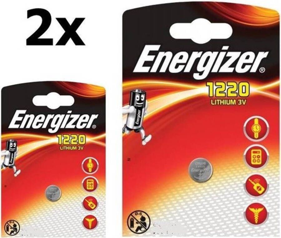 Energizer 2 Stuks CR1220 3V 40mAh lithium knoopcelbatterij