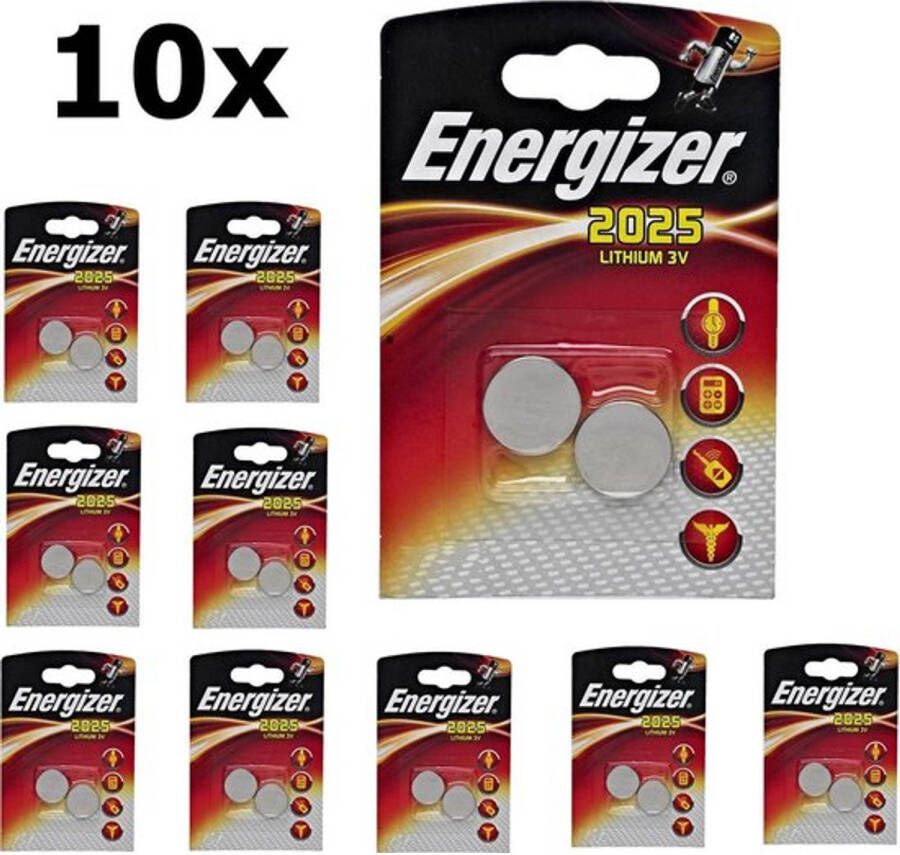 Energizer 20 Stuks (10 Blisters a 2 st) CR2025 3v lithium knoopcel batterij