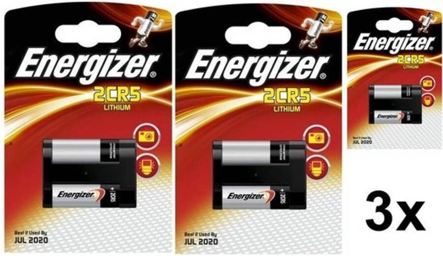 Energizer 3 Stuks 2CR5 DL245 EL2CR5 6V Lithium Batterij