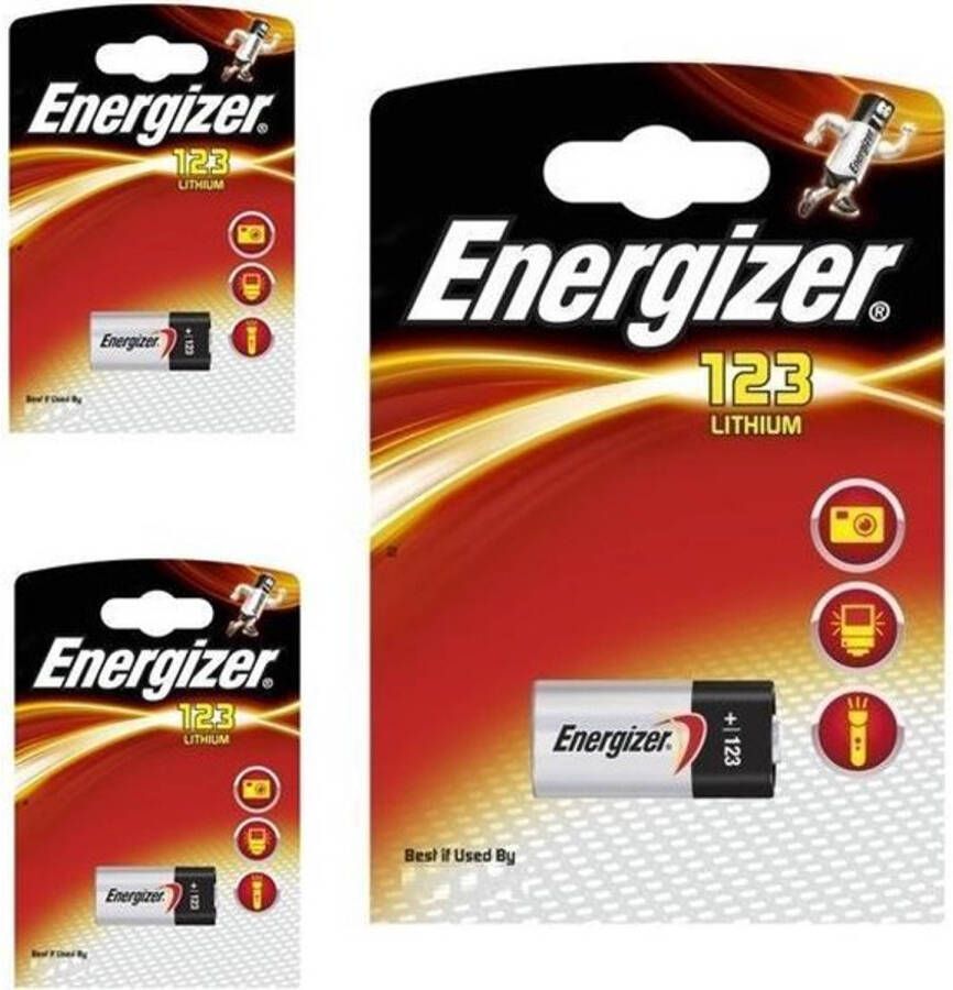 Energizer 3 Stuks CR123 3V Lithium batterij