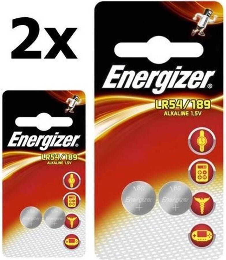 Energizer 4 Stuks (2 Blister a 2st) G10 LR54 189 AG10 1.5V Alkaline knoopcel batterij