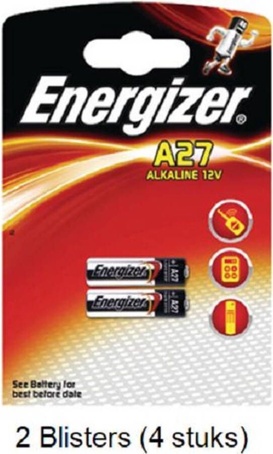 Energizer 4 stuks (2 blisters a 2 stuks) Alkaline LR27 A27 12v
