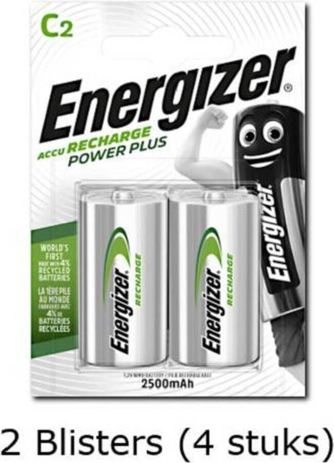 Energizer 4 stuks (2 blisters a 2 stuks) C Power Plus Batterij HR14 oplaadbaar 1.2V 2500mAh rechargeable