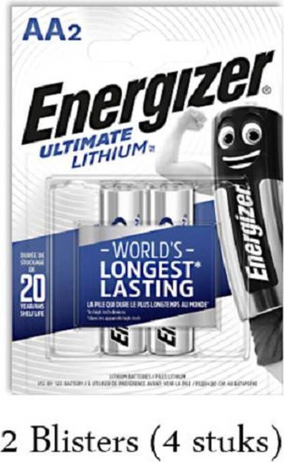 Energizer 4 stuks (2 blisters a 2 stuks) Lithium AA L91 1.5v