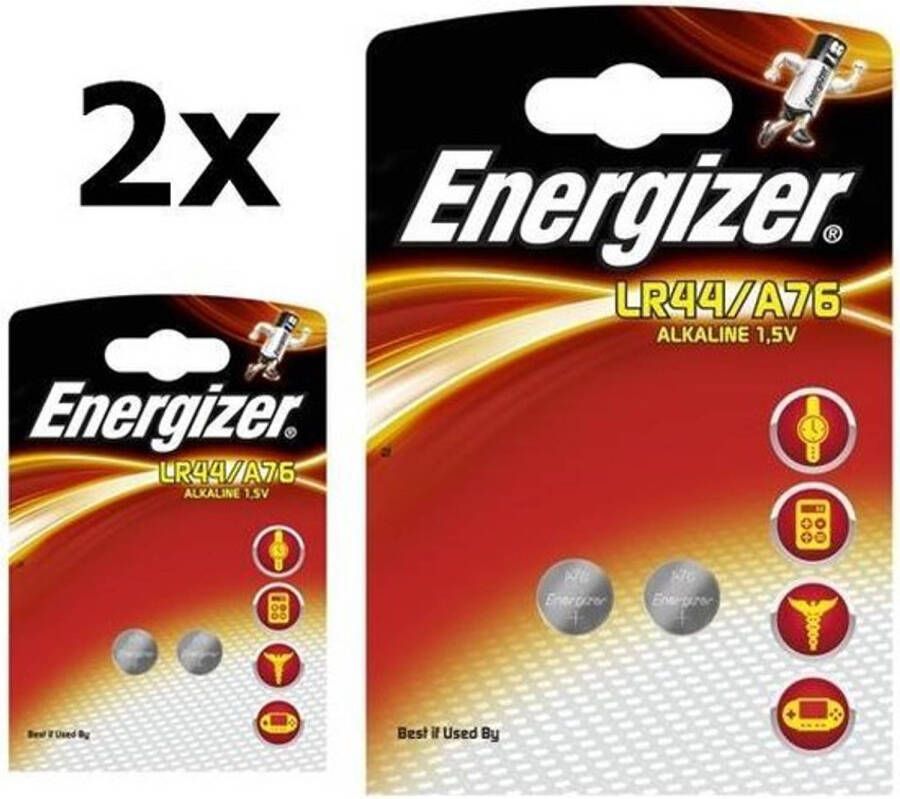 Energizer 4 Stuks (2 Blisters a 2St) G13 LR44 A76 1.5V knoopcel