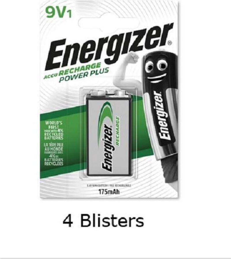 Energizer 4 stuks (4 blisters a 1 stuk) 9V batterij oplaadbaar 175 mAh HR22 Rechargeable
