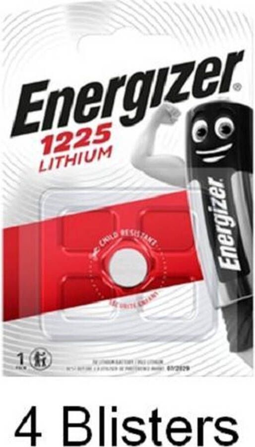 Energizer 4 stuks (4 blisters a 1 stuk) CR1225 Lithium knoopcel 3V