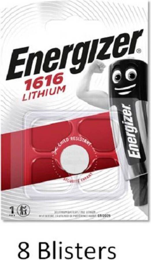 Energizer 8 stuks (8 blisters a 1 stuk) CR1616 Lithium knoopcel 3V