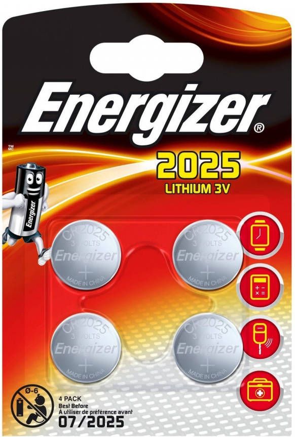 Energizer Lithium 3v Knoopcel Batterijen (cr2025) 4 Stuks