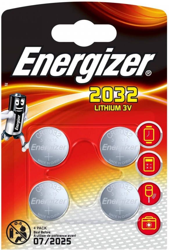 Energizer Lithium 3v Knoopcel Batterijen (cr2032) 4 Stuks