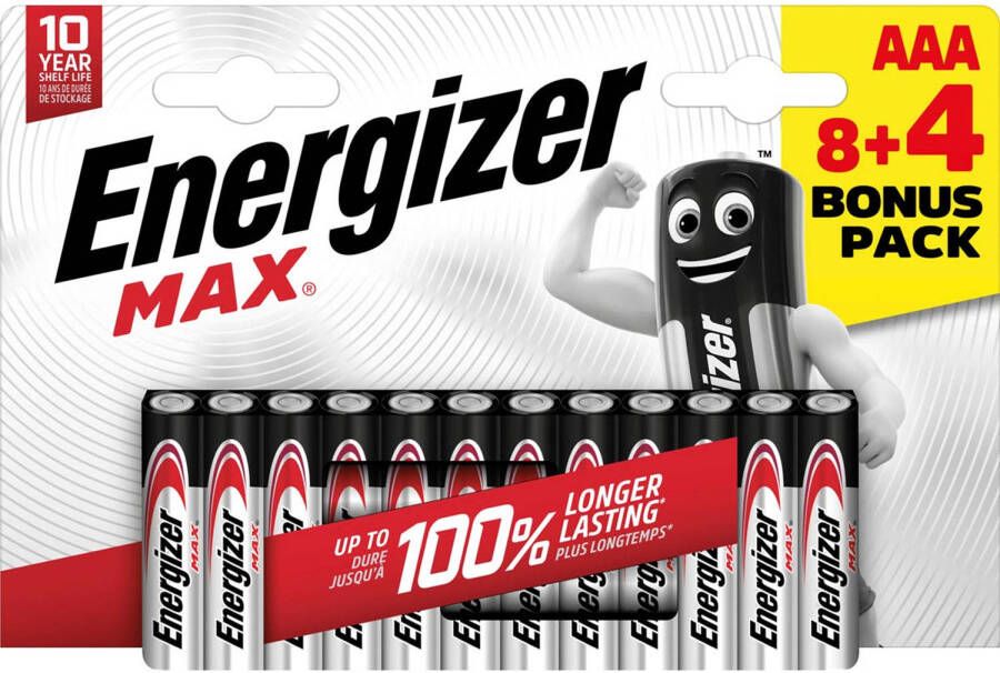 Energizer batterijen Max AAA LR03 E92 blister van 8 + 4