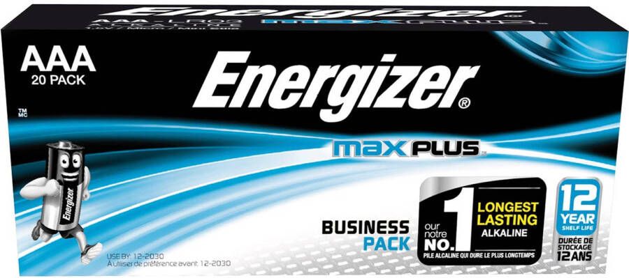 Energizer batterijen Max Plus AAA pak van 20 stuks