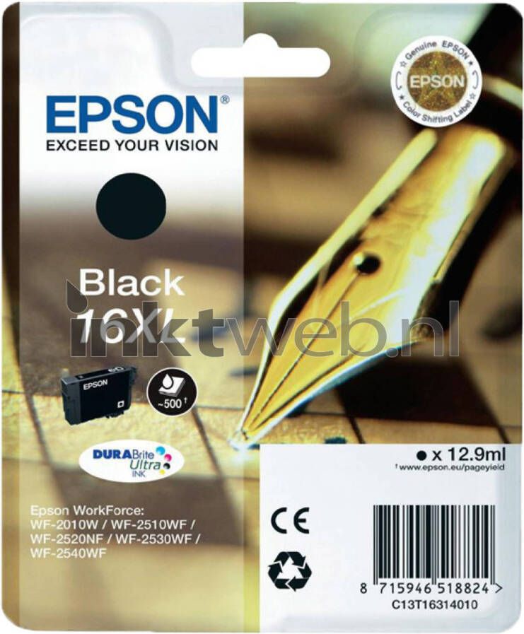 Epson Inktpatroon XL zwart DURABrite Ultra T 163 T 1631