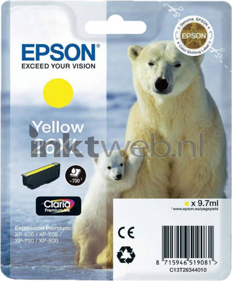Epson 26XL inktcartridge (geel)