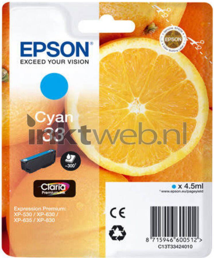 Epson 33 cyaan cartridge