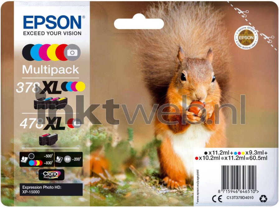 Epson 378XL 478XL multipack zwart en kleur cartridge