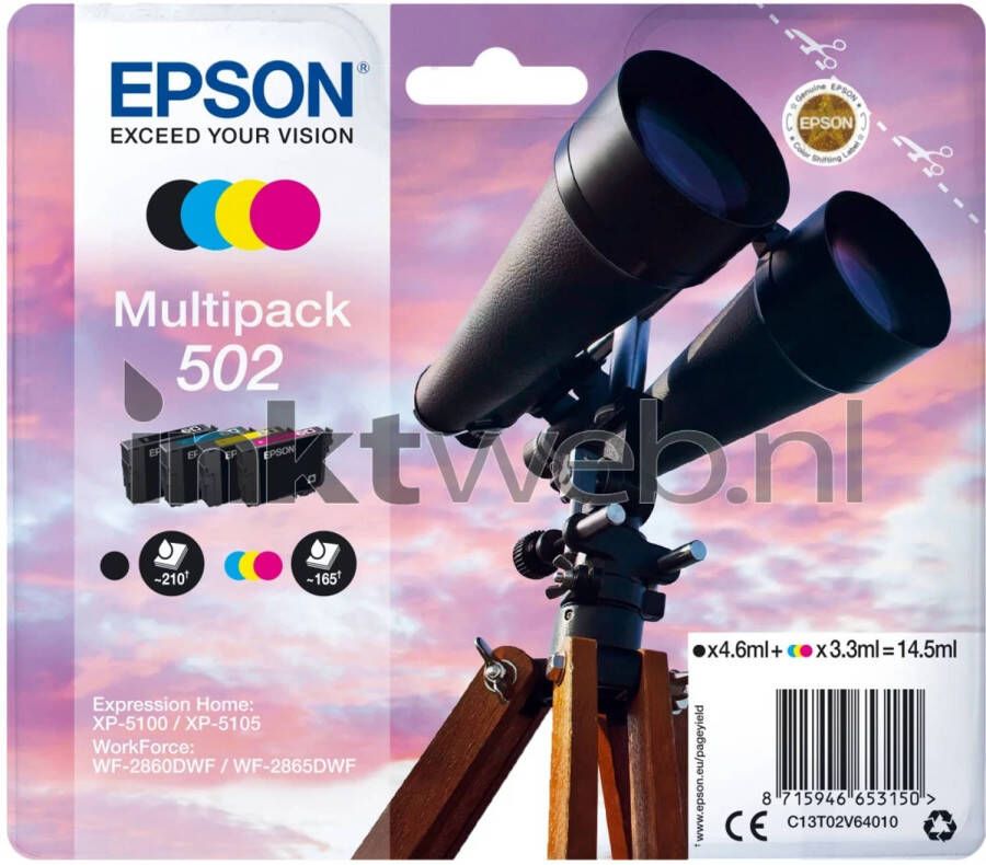 Epson 502 Multipack zwart en kleur cartridge