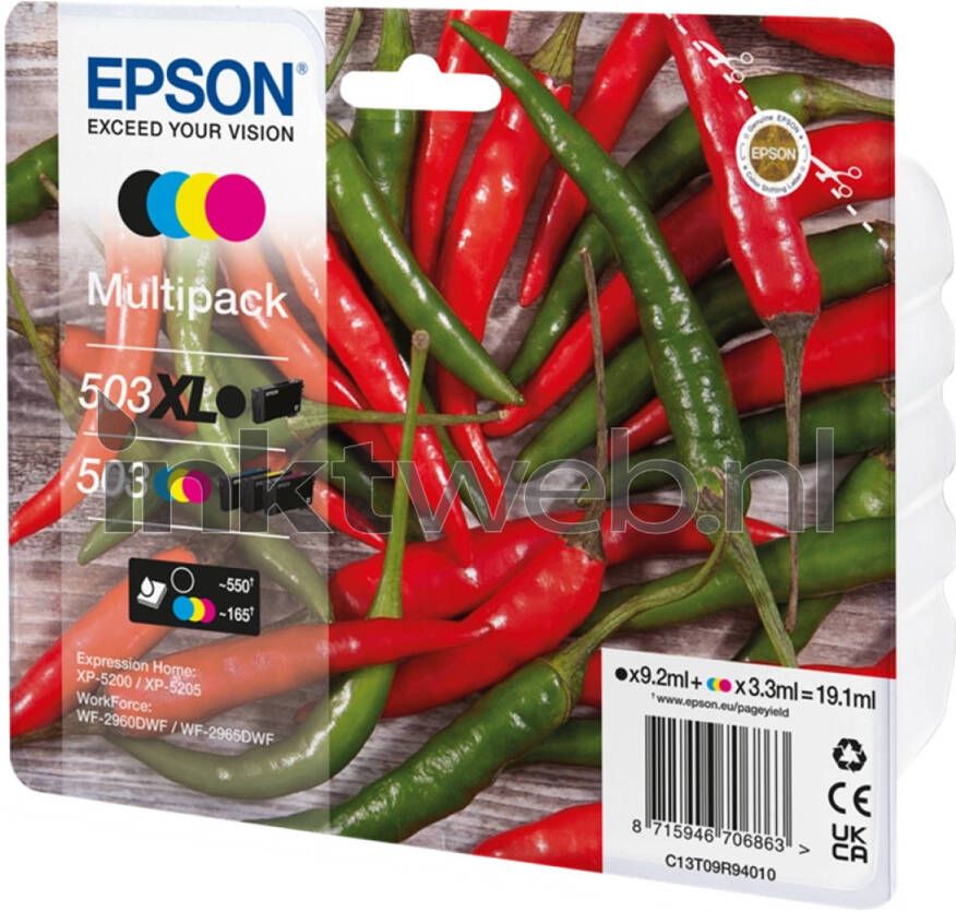 Epson 503XL 503 Multipack zwart en kleur cartridge