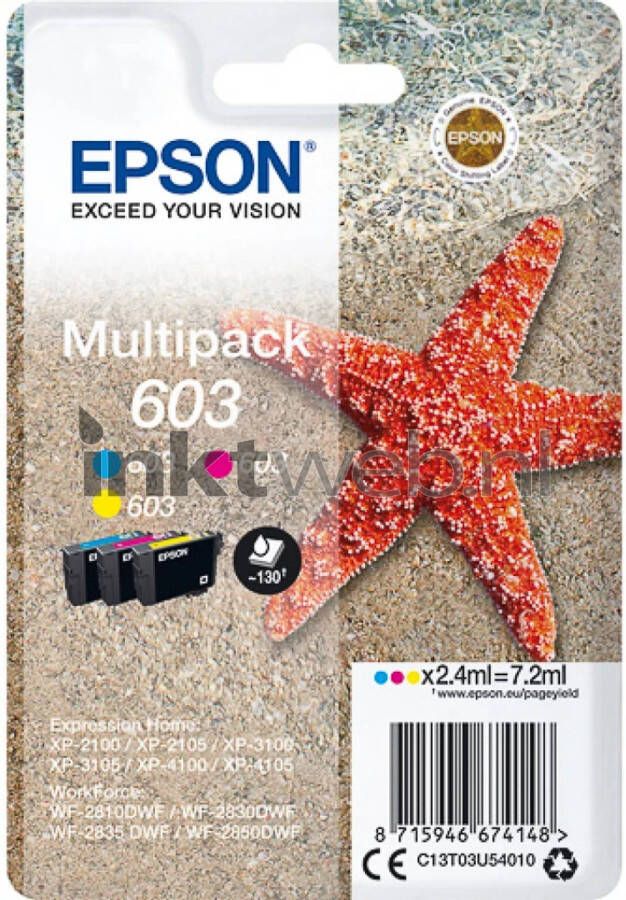 Epson 603 3-pack kleur cartridge