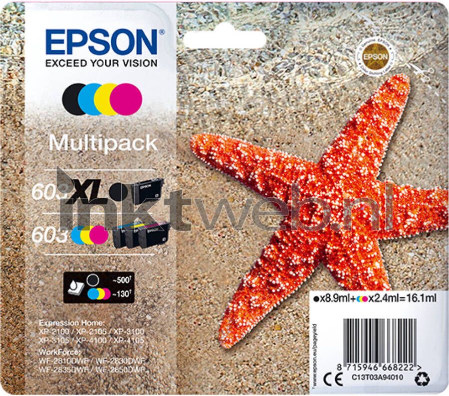 Epson 603XL 603 zwart en kleur cartridge