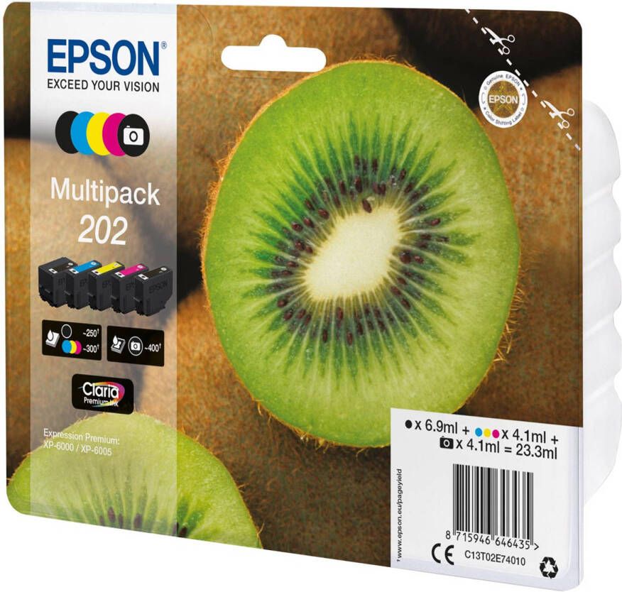 Epson inktcartridge 202 250 400 pagina&apos;s OEM C13T02E74010 5 kleuren