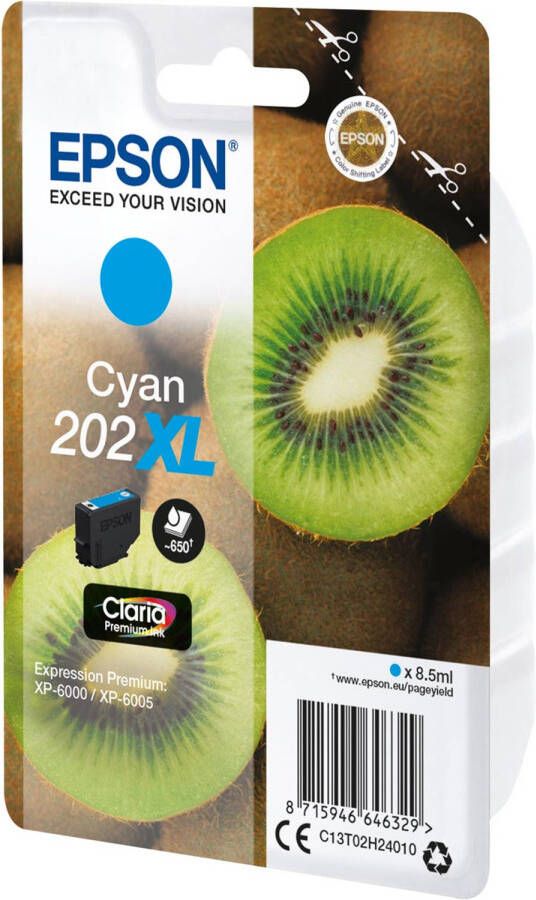 Epson inktcartridge 202XL 650 pagina&apos;s OEM C13T02H24010 cyaan