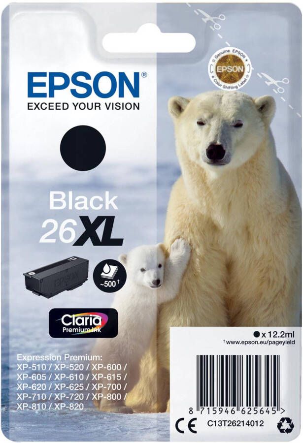 Epson inktcartridge 26XL 500 pagina&apos;s OEM C13T26214012 zwart 6 stuks