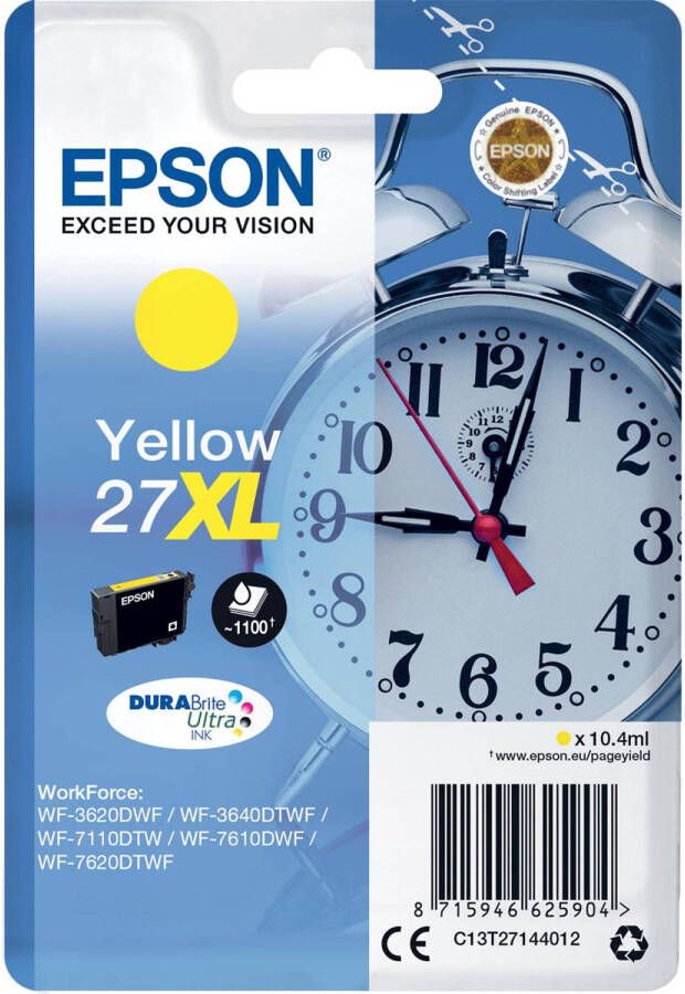 Epson inktcartridge 27XL 1.100 pagina&apos;s OEM C13T27144012 geel