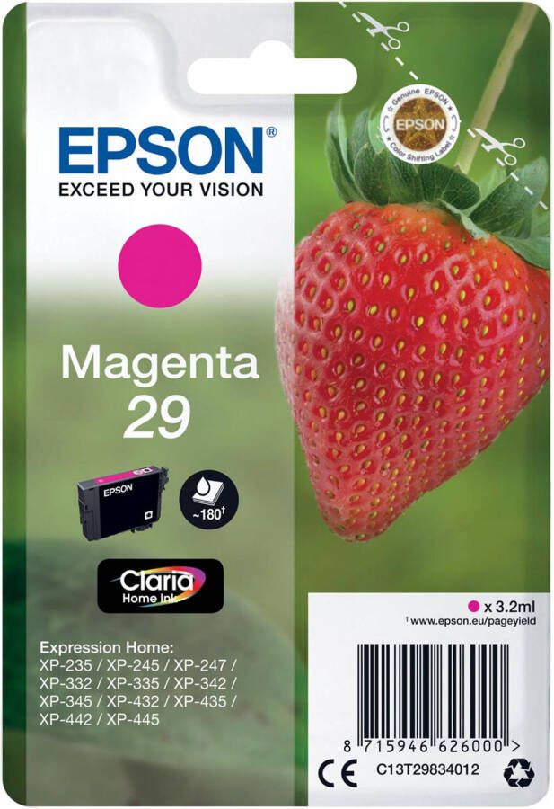 Epson inktcartridge 29 180 pagina&apos;s OEM C13T29834012 magenta 10 stuks