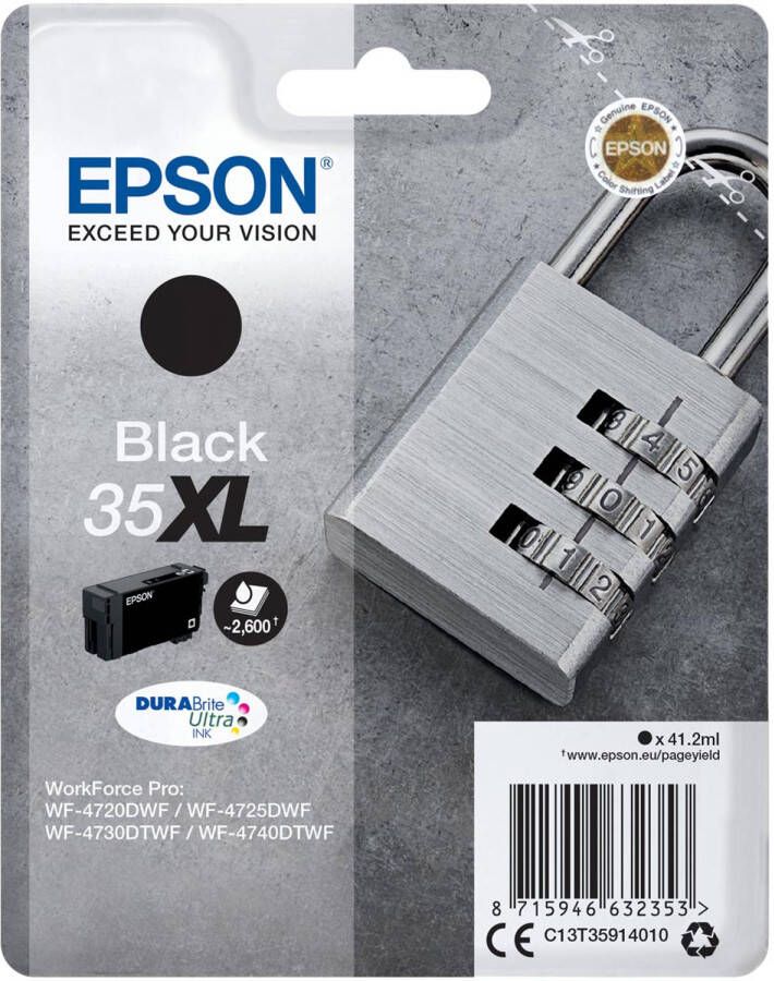 Epson inktcartridge 35 XL 41 2 ml OEM C13T35914010 zwart 6 stuks
