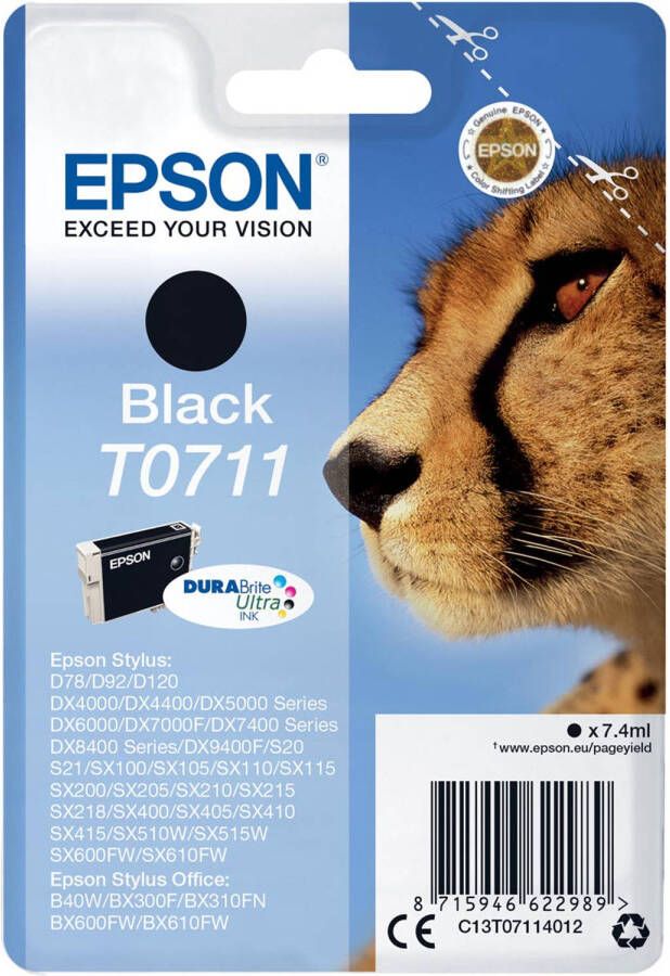 Epson inktcartridge T0711 245 pagina&apos;s OEM C13T07114012 zwart 10 stuks