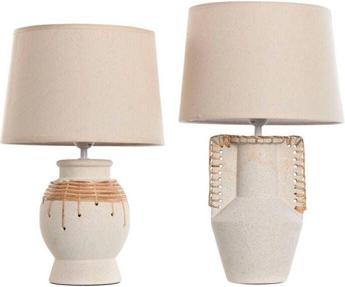 Esprit Bureaulamp Home Beige Natuurlijk Keramisch 50 W 220 V 28 x 28 x 47 cm (2 Stuks)