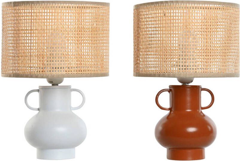 Esprit Bureaulamp Home Wit Natuurlijk Terra cotta Metaal Bamboe 50 W 220 V 22 x 22 x 33 cm (2 Stuks)